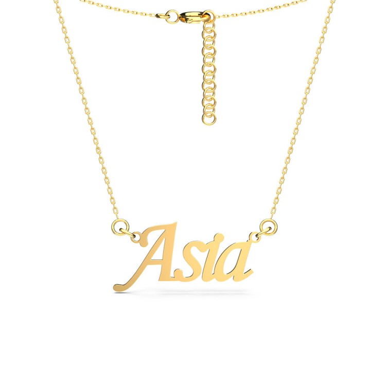 Pozłacany Naszyjnik Imię Asia srebro próba 925.