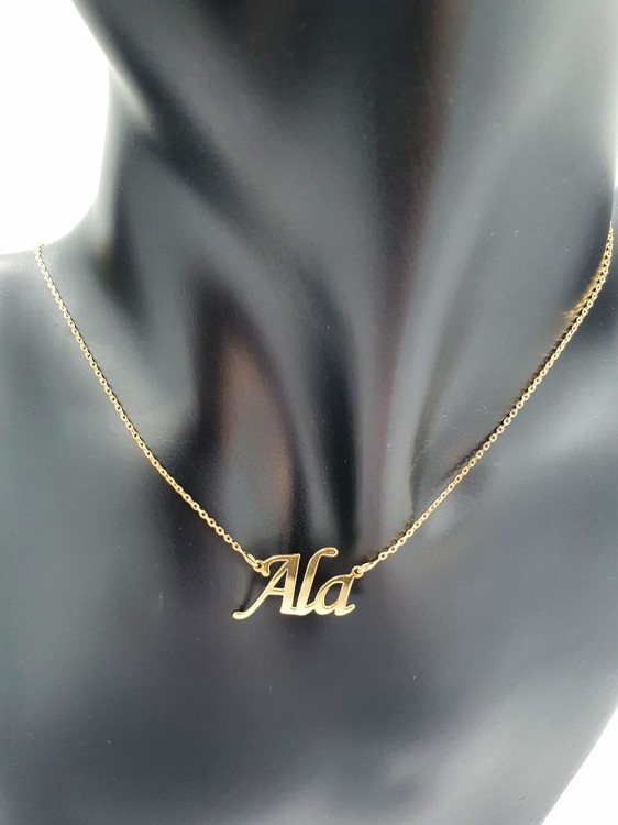 Pozłacany Naszyjnik Imię Ala próba 925.