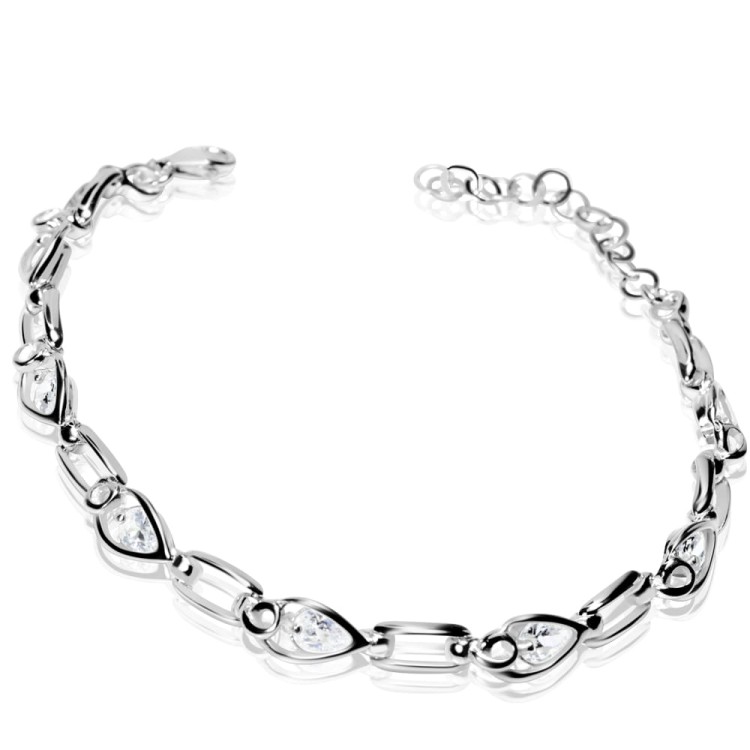 Srebrna Bransoletka z białymi cyrkoniami próba 925