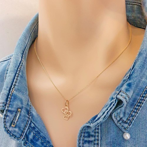 Złoty Naszyjnik Trzy Serca Próba 333