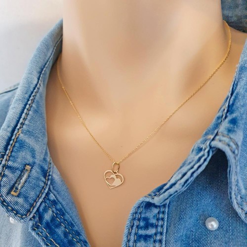 Złoty Naszyjnik Serce w Sercu Próba 333
