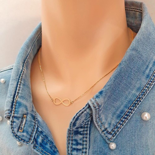 Złoty Naszyjnik Celebrytka Nieskończoność Próba 585