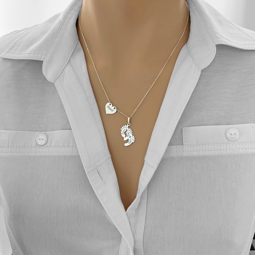 Srebrny Naszyjnik Celebrytka Trzy Stópki Dla Mamy Próba 925