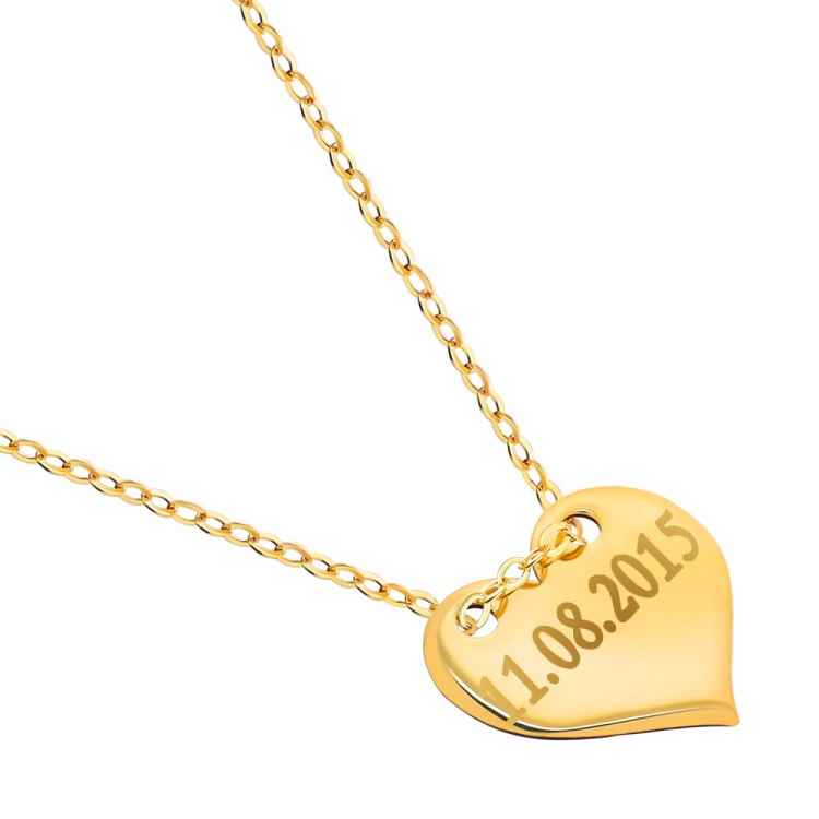 Złoty Naszyjnik Celebrytka Serduszko Próba 585 Tył