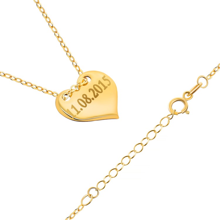 Złoty Naszyjnik Celebrytka Serduszko Próba 585 Tył Zapięcie Łańcuszka