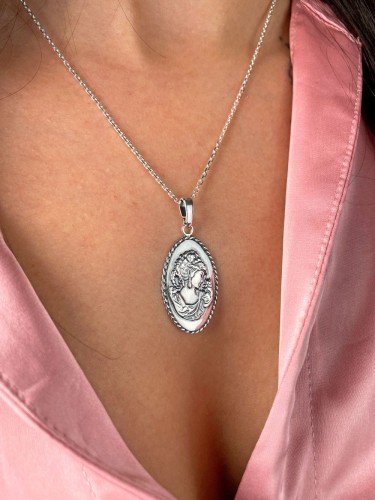 Srebrna Zawieszka Kamea Próba 925 Na Modelce