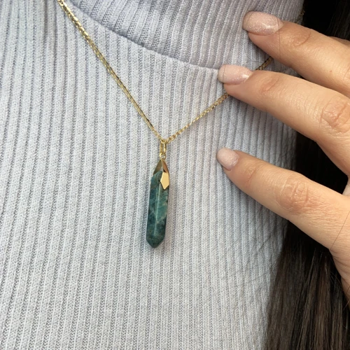 Złota Zawieszka Z Naturalnym Kamieniem Apatyt Próba 585