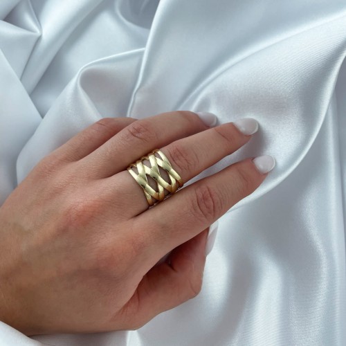 Pierścionek Pozłacany Przeplatanka Próba 925