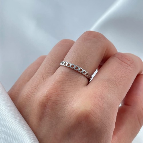 Srebrny Pierścionek Serca Rodowany Próba 925