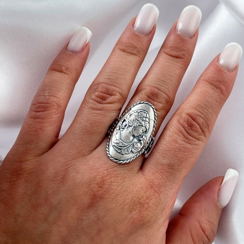 Srebrny Pierścionek Kamea Próba 925