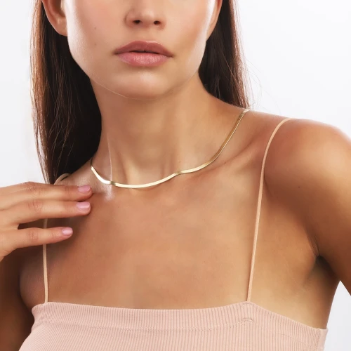 Pozłacany Naszyjnik Żmijka Taśma Basic Próba 925