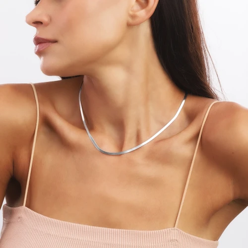 Srebrny Naszyjnik Żmijka Taśma Basic Próba 925