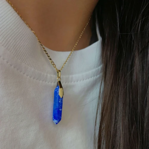 Złota Zawieszka Z Naturalnym Kamieniem Lapis Lazuli