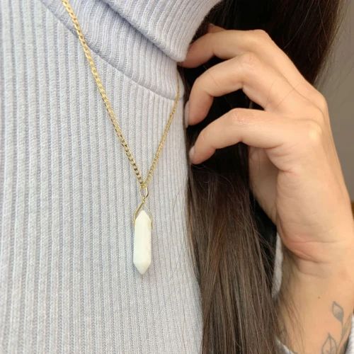 Złota Zawieszka Z Naturalnym Kamieniem Księżycowym