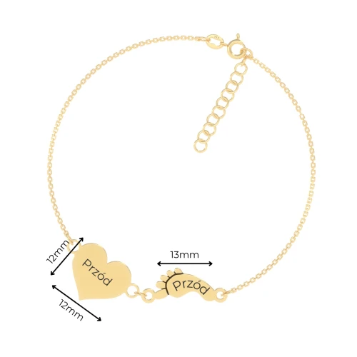 Dane techniczne bransoletki stópka serce próba 333