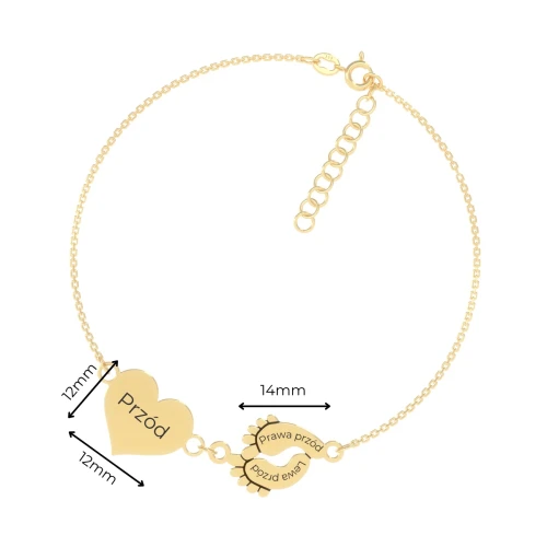 Dane techniczne bransoletki stópki serce próba 333