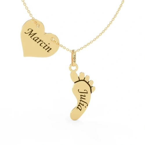 Złoty Naszyjnik Celebrytka Serce Stópka Dla Mamy Próba 333