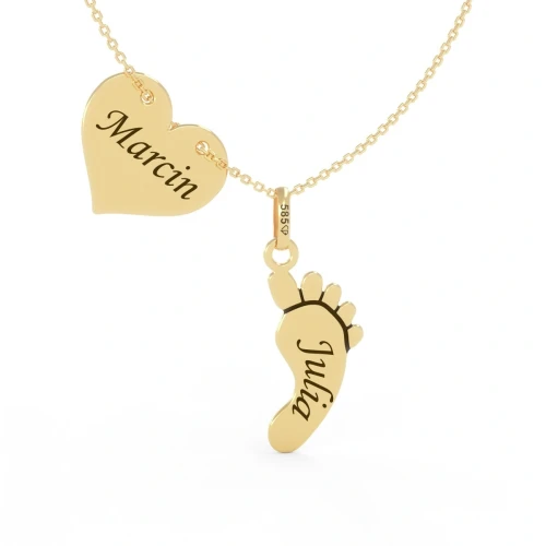 Złoty Naszyjnik Celebrytka Serce Stópka Dla Mamy Próba 585