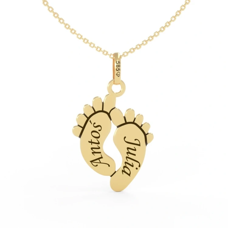 Złoty Naszyjnik Stópki Dla Mamy Próba 585