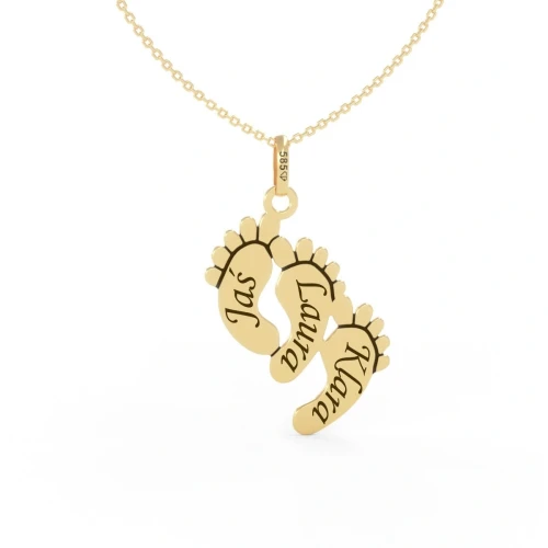 Złoty Naszyjnik Trzy Stópki Dla Mamy Próba 585