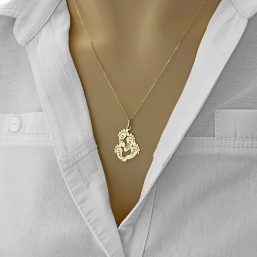 Złoty Naszyjnik Poczwórne Stópki Splot M