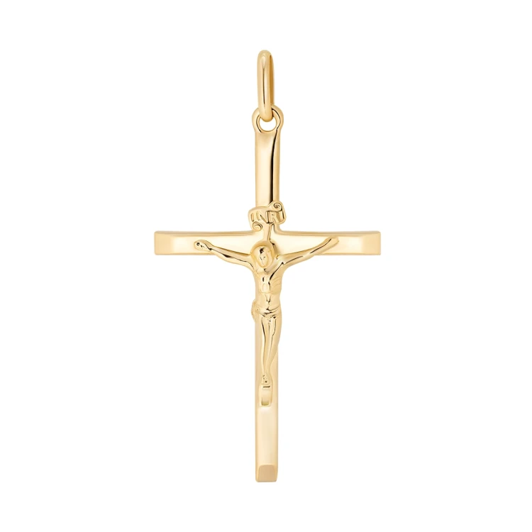 Złoty Krzyżyk Duży z Jezuskiem Zawieszka Próba 585