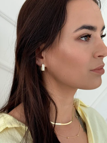 Pozłacane Kolczyki Prostokątne Cyrkonie Brila Próba 925