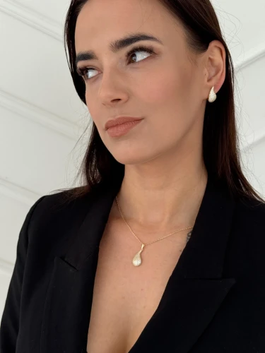 Pozłacany Naszyjnik Łezka Cyrkonie Dalia Próba 925