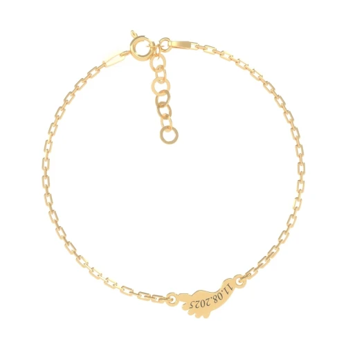 Pozłacana Bransoletka Stópka Pojedyncza Próba 925 - tył