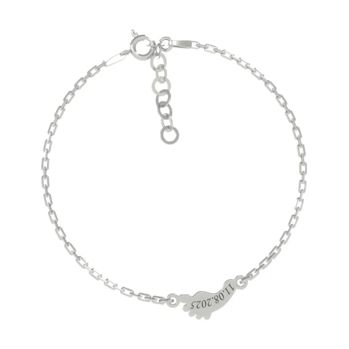 Srebrna Bransoletka Stópka Pojedyncza Próba 925 - tył