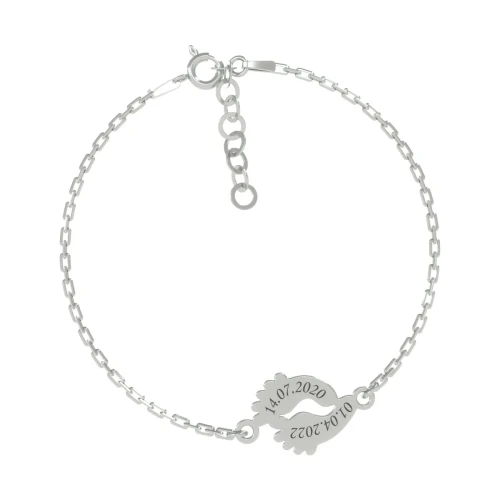 Srebrna Bransoletka Stópki Grawer Próba 925 - tył