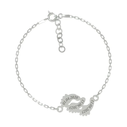 Srebrna Bransoletka Potrójne Stópki Próba 925 - tył