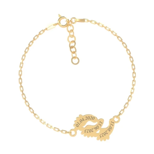 Pozłacana Bransoletka Potrójne Stópki Próba 925 - tył