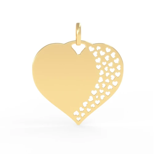 Złota Zawieszka Serce z Małymi Sercami Grawer Próba 333 - tyl