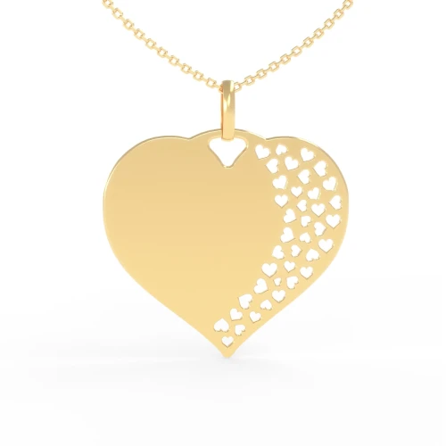 Złoty Naszyjnik Serce z Małymi Sercami Grawer Próba 333 - tyl