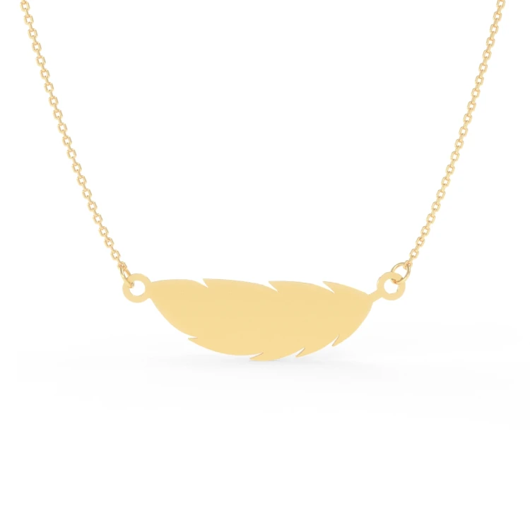 Złoty Naszyjnik Celebrytka Piórko Grawer Próba 585 Tył